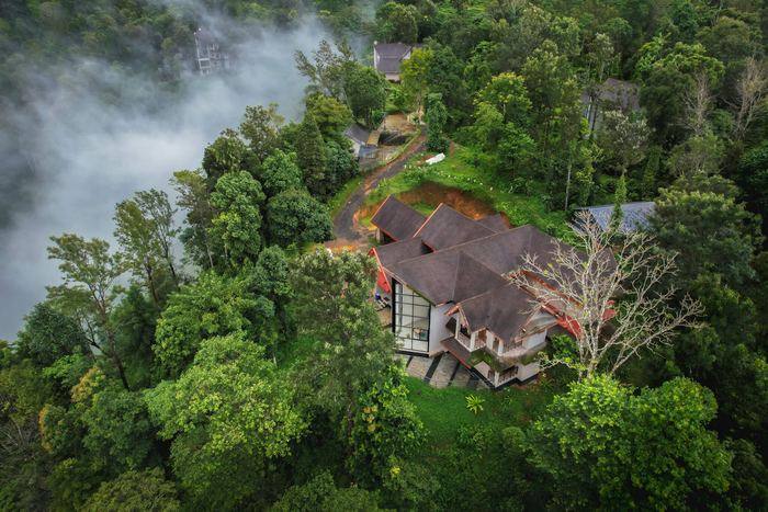 The villas and cottage seen from above