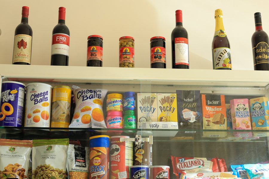 Provisions on the shelf at the property